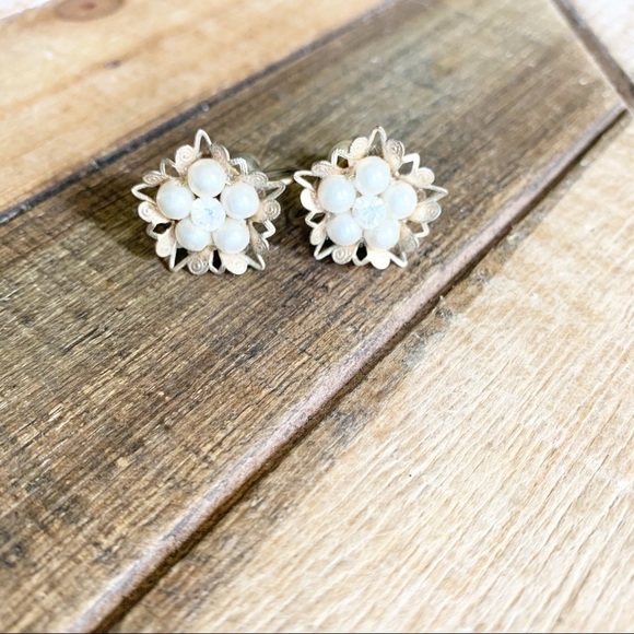 Vintage Faux Pearl Earrings - Picture 1 of 5